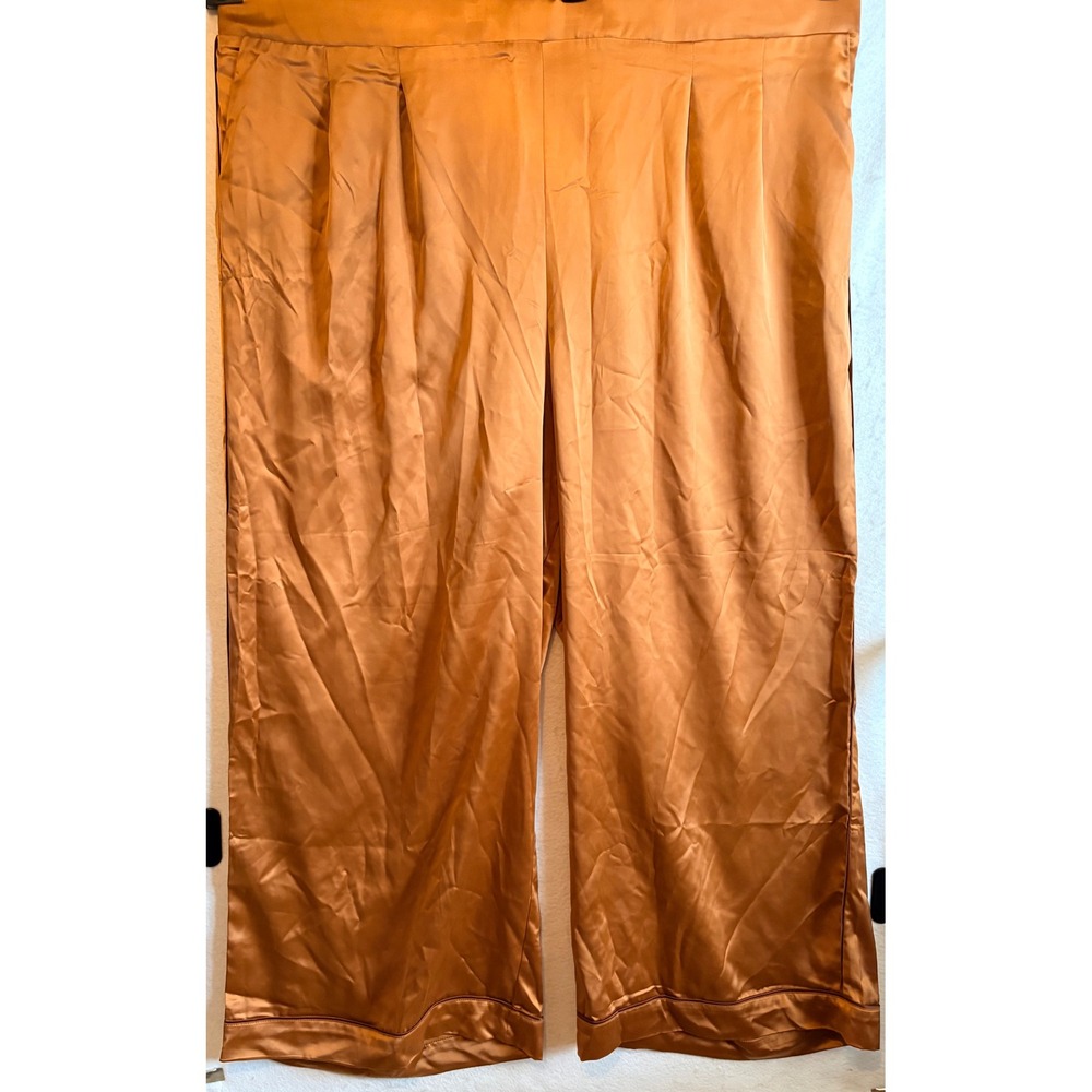 Torrid 5 Gold Copper Streaky Satin High Rise Wide Leg Pants 5 Tall 5x 28 NWT - Picture 3 of 8